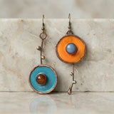 Náušnice grafitem bronzovem starem asymetricke vintage