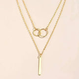 Náhrdelník kruh dvojitym zlatu přívěskem vintage