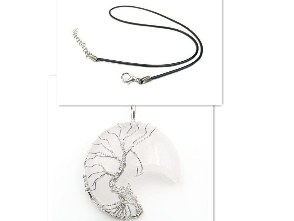 Náhrdelník kremene stromu zivota měsíčního přívěskem