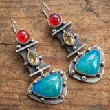 Náušnice kapky modrým zirkonem tvaru vintage