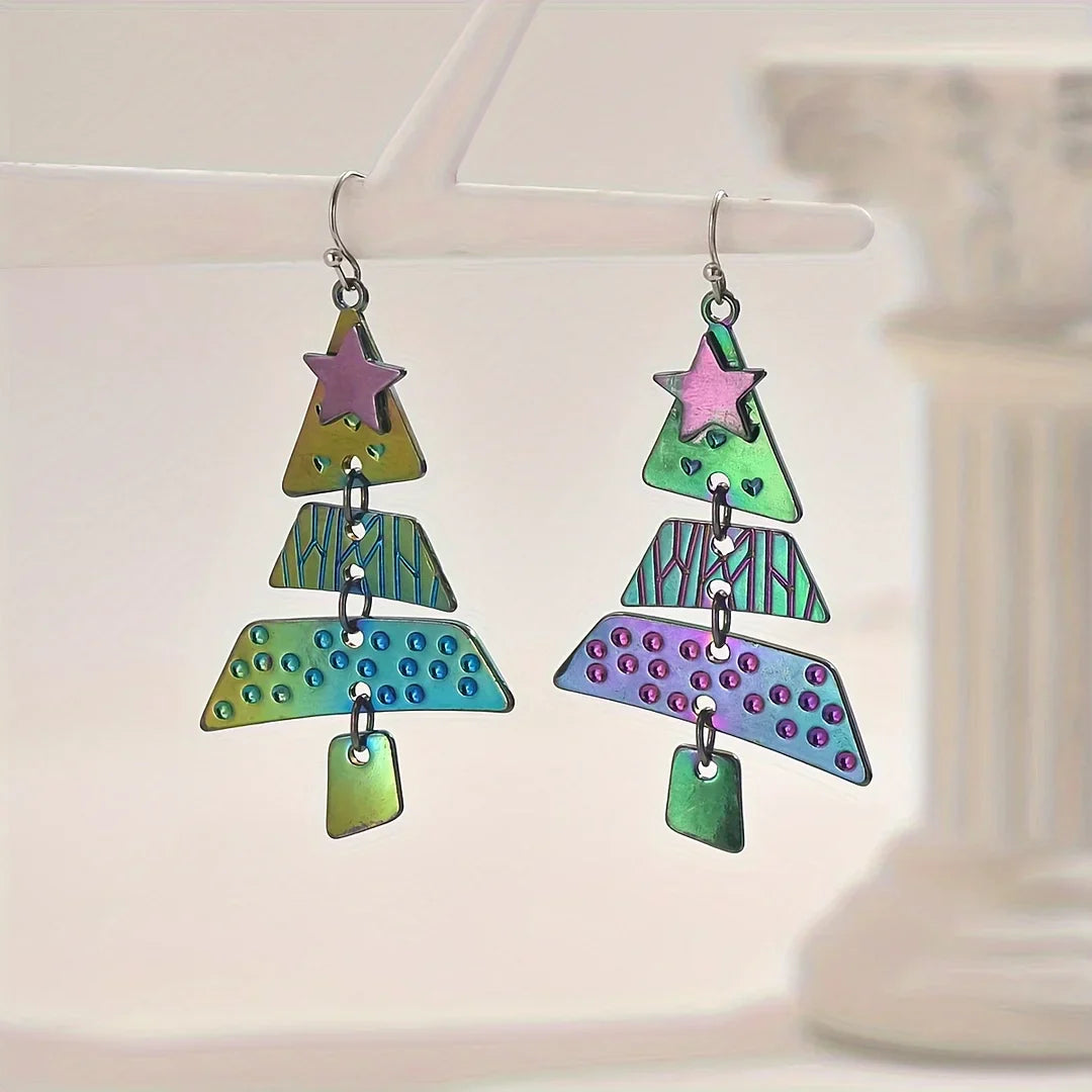 Náušnice stromku kombinovanych vanocniho kovu visací