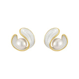 Náušnice bilou opálovou luxusni perlami