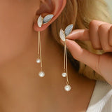 Náušnice listu tvaru perlami elegantní