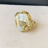 Prsten zasnubni sladkovodnimi prirodnimi perlami