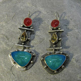 Náušnice kapky modrým zirkonem tvaru vintage