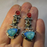 Náušnice kapky modrým zirkonem tvaru vintage