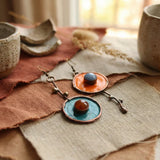 Náušnice grafitem bronzovem starem asymetricke vintage