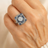 Prsten barve modrou zirkonií vintage