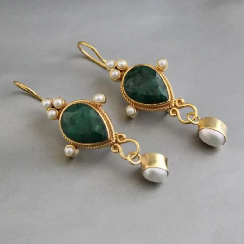 Náušnice rubinem perlou vintage