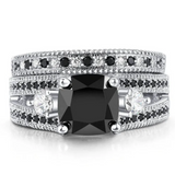 Prsten cernym diamanty zirkonem