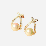 Náušnice krystaly propletenymi eva perlou