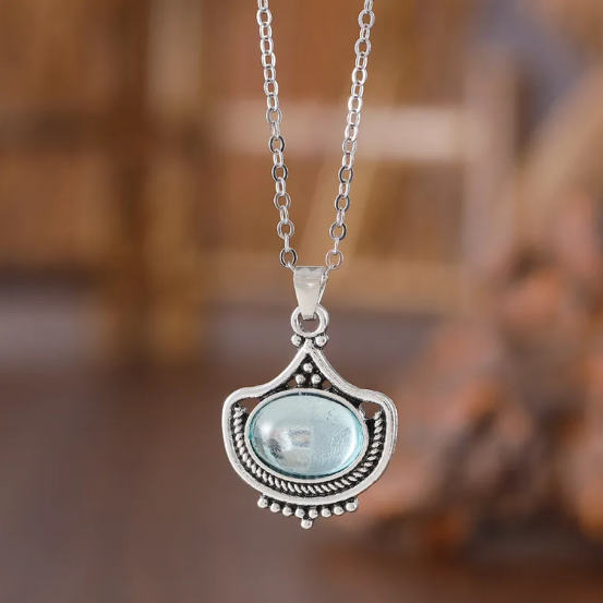 Sada drahokamy nahrdelniku nausnic modrymi vintage