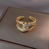 Prsten c dvojitym otevreny diamantem zirkonem