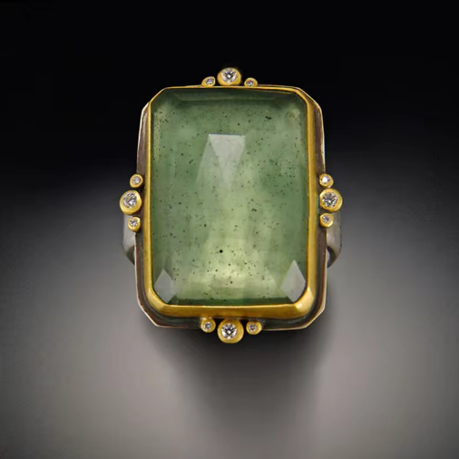 Prsten francouzsky ctvercovy retro krystalem