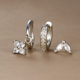 Sada květiny diamanty nausnic tvaru