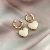 Náušnice srdicka bile zlatu