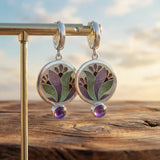 Náušnice krystaly fialovymi boho stříbra