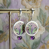 Náušnice krystaly fialovymi boho stříbra