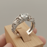 Prsten stříbrného exoticky skla