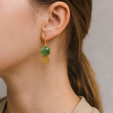 Náušnice sklenene detaily zelene zlatymi vintage