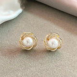 Náušnice zirkony perletovymi spiralami barvy elegantní