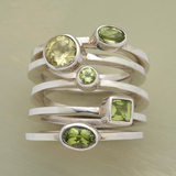 Prsten stribrnymi zeleneho skla vrstvami vintage