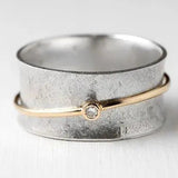 Prsten pruhovanim zlatym zirkonem stříbra vintage